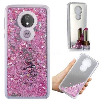 Glitter Sand Mirror Quicksand Dynamic Liquid Star TPU Case for Motorola Moto G7 Power - Cherry Pink