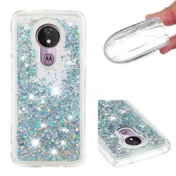 Dynamic Liquid Glitter Quicksand Sequins TPU Phone Case for Motorola Moto G7 Power - Silver