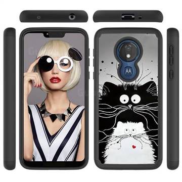 Black and White Cat Shock Absorbing Hybrid Defender Rugged Phone Case Cover for Motorola Moto G7 Power