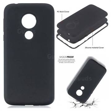 Matte PC + Silicone Shockproof Phone Back Cover Case for Motorola Moto G7 Power - Black