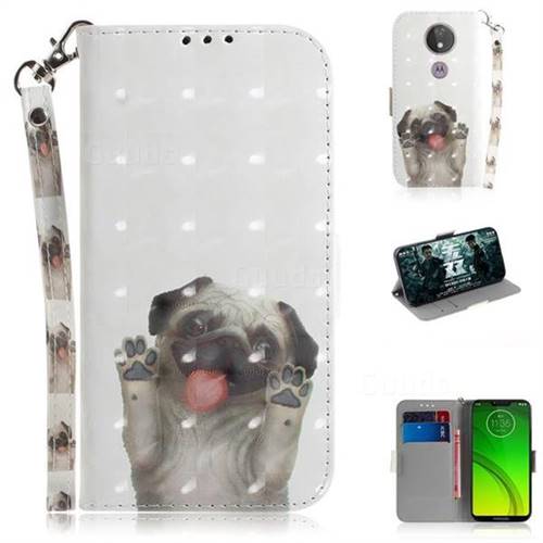 Pug Dog 3D Painted Leather Wallet Phone Case for Motorola Moto G7 Power