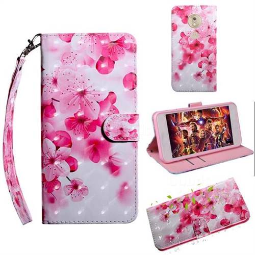 Peach Blossom 3D Painted Leather Wallet Case for Motorola Moto G7 Power