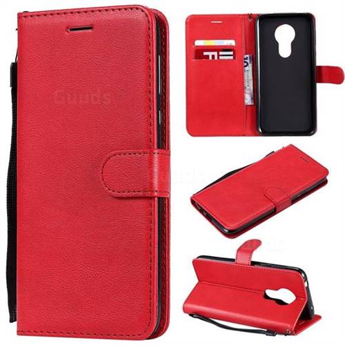 Retro Greek Classic Smooth PU Leather Wallet Phone Case for Motorola Moto G7 Power - Red