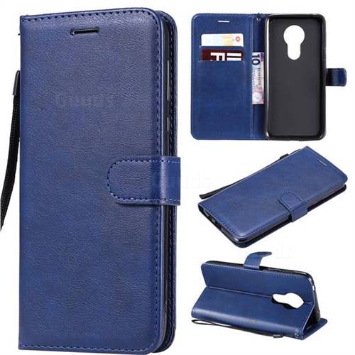 Retro Greek Classic Smooth PU Leather Wallet Phone Case for Motorola Moto G7 Power - Blue