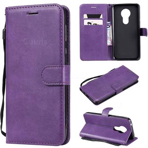 Retro Greek Classic Smooth PU Leather Wallet Phone Case for Motorola Moto G7 Power - Purple