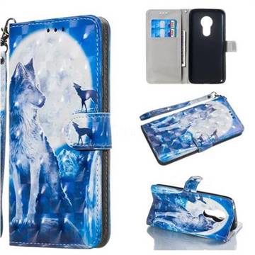 Ice Wolf 3D Painted Leather Wallet Phone Case for Motorola Moto G7 Power