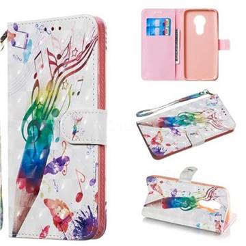 Music Pen 3D Painted Leather Wallet Phone Case for Motorola Moto G7 Power