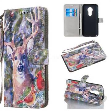 Elk Deer 3D Painted Leather Wallet Phone Case for Motorola Moto G7 Power