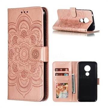 Intricate Embossing Datura Solar Leather Wallet Case for Motorola Moto G7 Power - Rose Gold