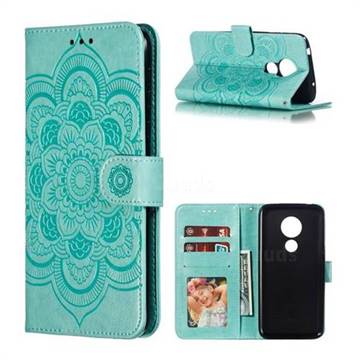 Intricate Embossing Datura Solar Leather Wallet Case for Motorola Moto G7 Power - Green