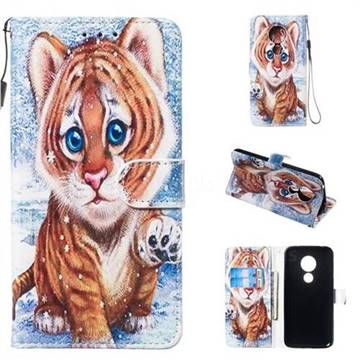 Baby Tiger Smooth Leather Phone Wallet Case for Motorola Moto G7 Power