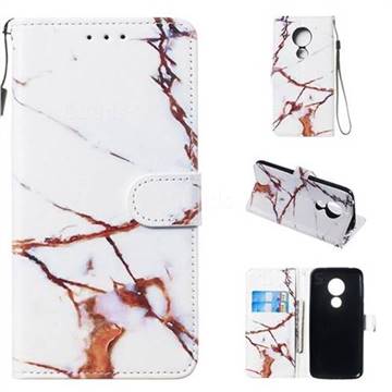Platinum Marble Smooth Leather Phone Wallet Case for Motorola Moto G7 Power