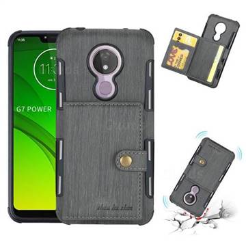 Brush Multi-function Leather Phone Case for Motorola Moto G7 Power - Gray