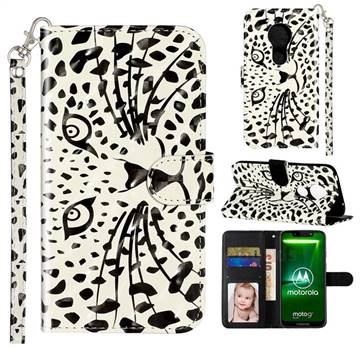 Leopard Panther 3D Leather Phone Holster Wallet Case for Motorola Moto G7 Power