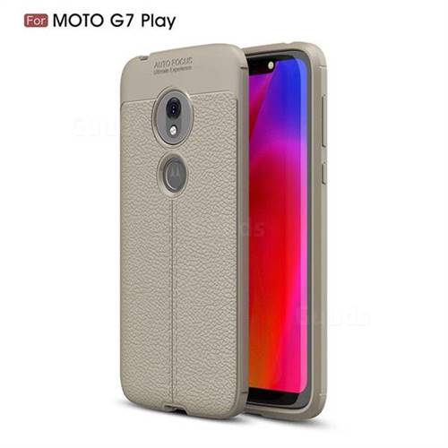 Luxury Auto Focus Litchi Texture Silicone TPU Back Cover for Motorola Moto G7 Play - Gray
