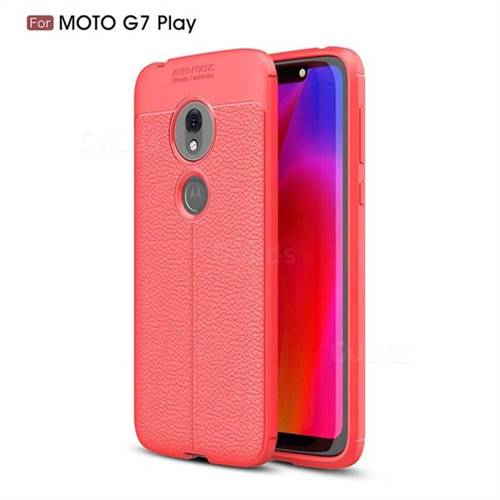 Luxury Auto Focus Litchi Texture Silicone TPU Back Cover for Motorola Moto G7 Play - Red