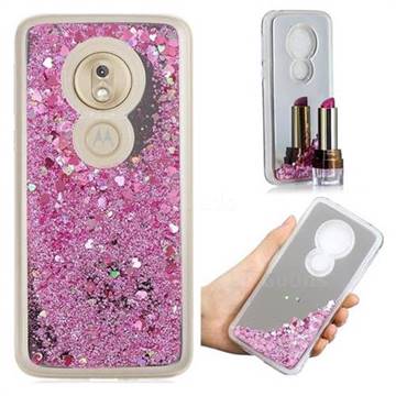Glitter Sand Mirror Quicksand Dynamic Liquid Star TPU Case for Motorola Moto G7 Play - Cherry Pink
