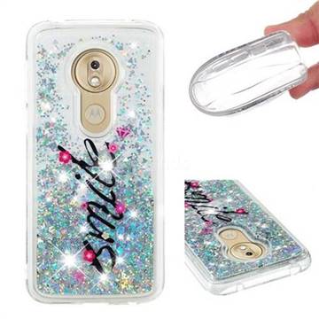 Smile Flower Dynamic Liquid Glitter Quicksand Soft TPU Case for Motorola Moto G7 Play