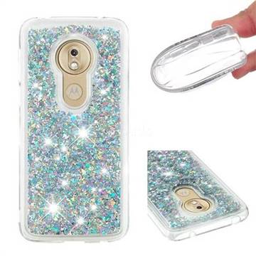 Dynamic Liquid Glitter Quicksand Sequins TPU Phone Case for Motorola Moto G7 Play - Silver