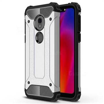 King Kong Armor Premium Shockproof Dual Layer Rugged Hard Cover for Motorola Moto G7 Play - Technology Silver