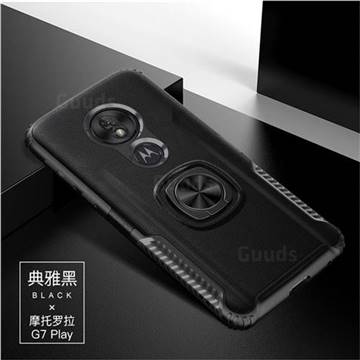 Knight Armor Anti Drop PC + Silicone Invisible Ring Holder Phone Cover for Motorola Moto G7 Play - Black
