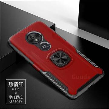 Knight Armor Anti Drop PC + Silicone Invisible Ring Holder Phone Cover for Motorola Moto G7 Play - Red