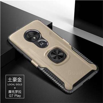 Knight Armor Anti Drop PC + Silicone Invisible Ring Holder Phone Cover for Motorola Moto G7 Play - Champagne