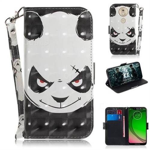 Angry Bear 3D Painted Leather Wallet Phone Case for Motorola Moto G7 Play