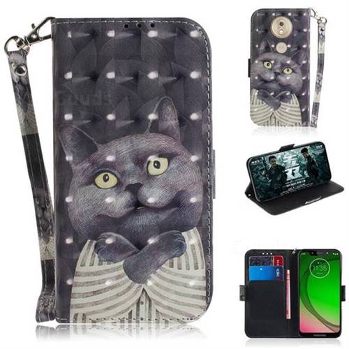 Cat Embrace 3D Painted Leather Wallet Phone Case for Motorola Moto G7 Play