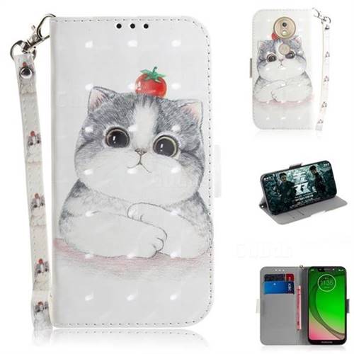 Cute Tomato Cat 3D Painted Leather Wallet Phone Case for Motorola Moto G7 Play