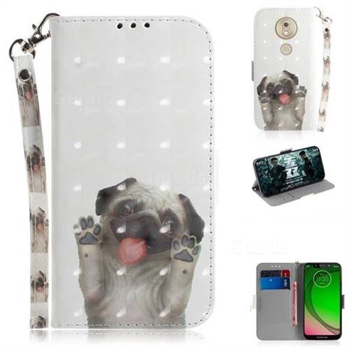Pug Dog 3D Painted Leather Wallet Phone Case for Motorola Moto G7 Play
