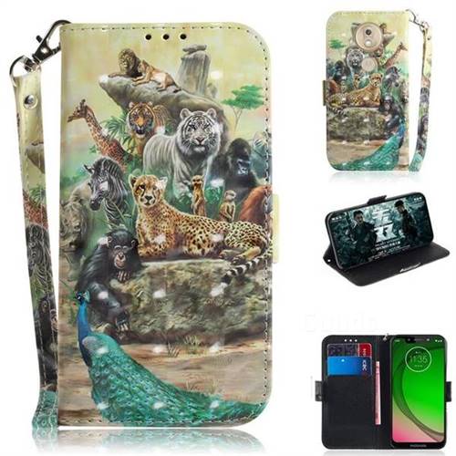 Beast Zoo 3D Painted Leather Wallet Phone Case for Motorola Moto G7 Play