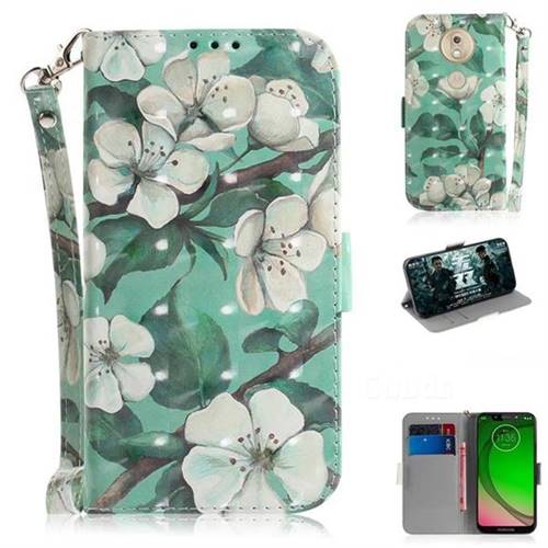 Watercolor Flower 3D Painted Leather Wallet Phone Case for Motorola Moto G7 Play