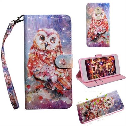 Colored Owl 3D Painted Leather Wallet Case for Motorola Moto G7 Play