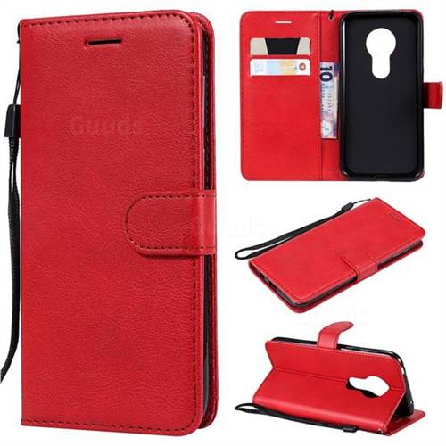Retro Greek Classic Smooth PU Leather Wallet Phone Case for Motorola Moto G7 Play - Red
