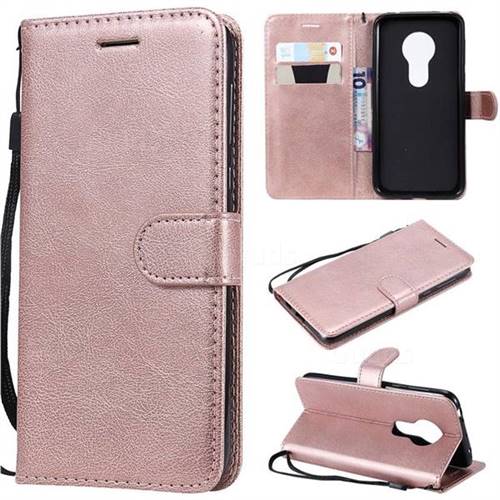 Retro Greek Classic Smooth PU Leather Wallet Phone Case for Motorola Moto G7 Play - Rose Gold