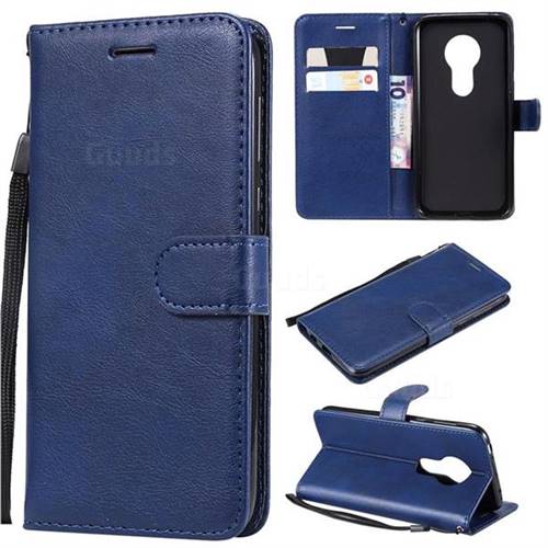 Retro Greek Classic Smooth PU Leather Wallet Phone Case for Motorola Moto G7 Play - Blue