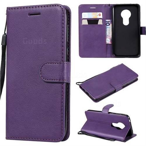 Retro Greek Classic Smooth PU Leather Wallet Phone Case for Motorola Moto G7 Play - Purple