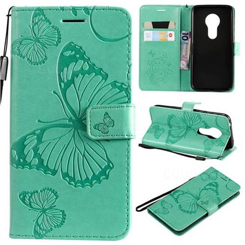 Embossing 3D Butterfly Leather Wallet Case for Motorola Moto G7 Play - Green