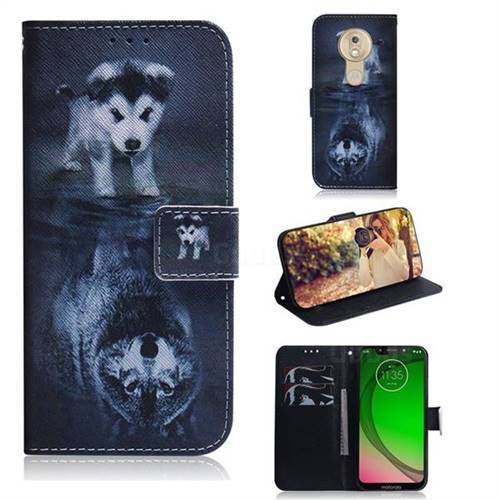 Wolf and Dog PU Leather Wallet Case for Motorola Moto G7 Play
