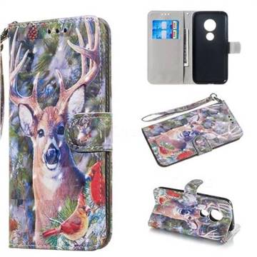 Elk Deer 3D Painted Leather Wallet Phone Case for Motorola Moto G7 Play