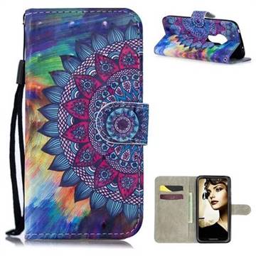 Oil Painting Mandala 3D Painted Leather Wallet Phone Case for Motorola Moto G7 Play