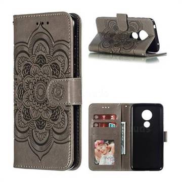Intricate Embossing Datura Solar Leather Wallet Case for Motorola Moto G7 Play - Gray