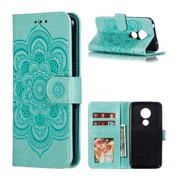 Intricate Embossing Datura Solar Leather Wallet Case for Motorola Moto G7 Play - Green
