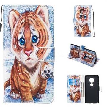 Baby Tiger Smooth Leather Phone Wallet Case for Motorola Moto G7 Play