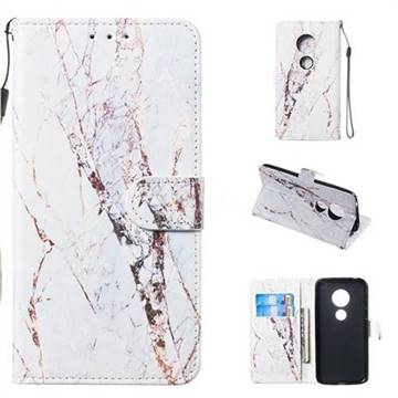 White Marble Smooth Leather Phone Wallet Case for Motorola Moto G7 Play