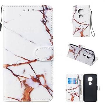 Platinum Marble Smooth Leather Phone Wallet Case for Motorola Moto G7 Play