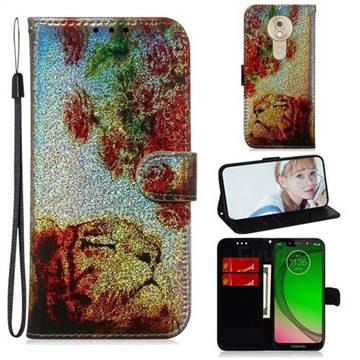 Tiger Rose Laser Shining Leather Wallet Phone Case for Motorola Moto G7 Play