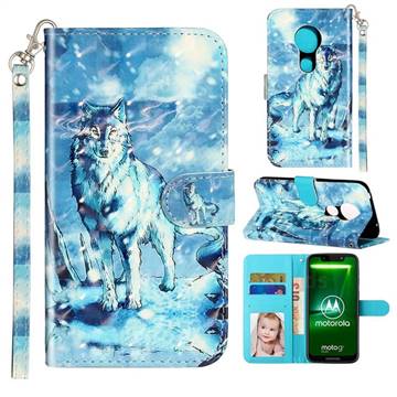 Snow Wolf 3D Leather Phone Holster Wallet Case for Motorola Moto G7 Play