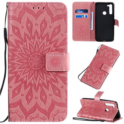 Embossing Sunflower Leather Wallet Case for Motorola Moto G8 - Pink ...